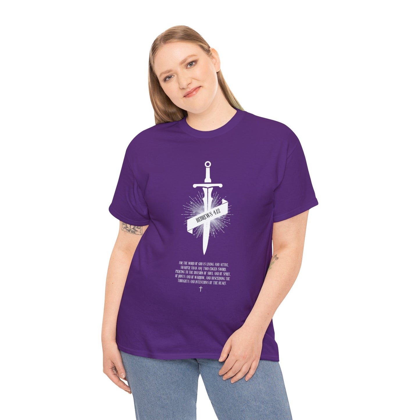 Unisex Heavy Cotton Tee with Sword & Quote Design, Graphic Tee, Casual Wear, Gift for Him/Her, October Special, Statement Shirt