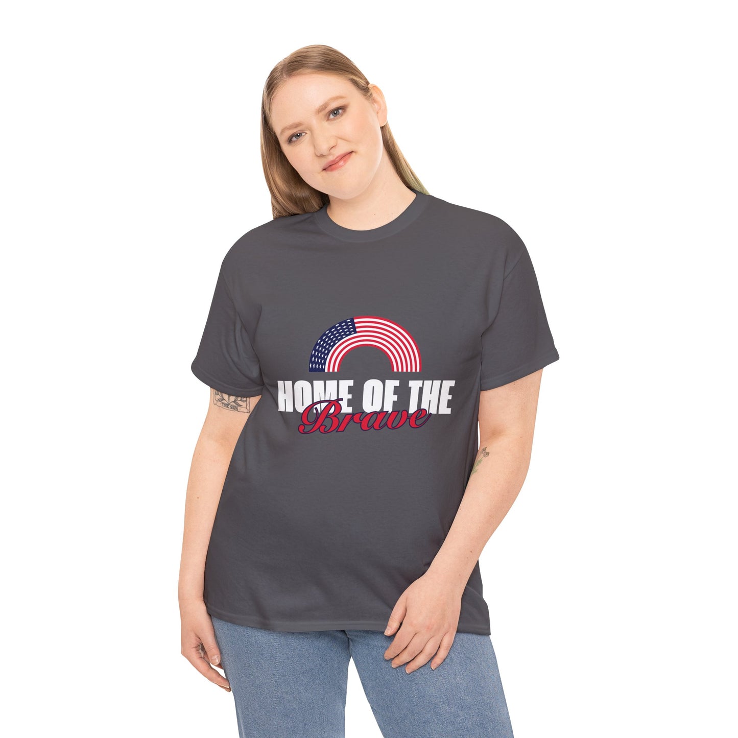 Home of the Brave Unisex Heavy Cotton Tee | Patriotic Tees, Gifts for Veterans, Independence Day Shirt, Casual Wear, Everyday Comfort