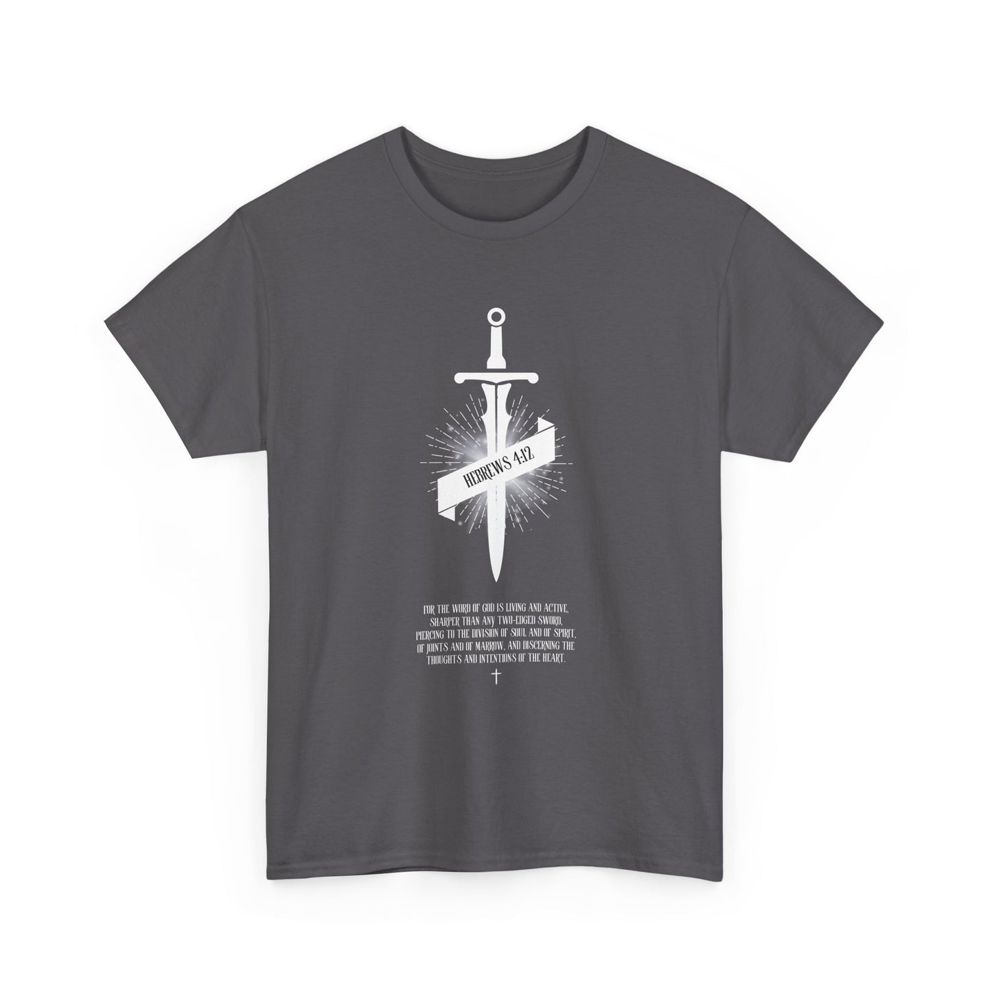 Unisex Heavy Cotton Tee with Sword & Quote Design, Graphic Tee, Casual Wear, Gift for Him/Her, October Special, Statement Shirt