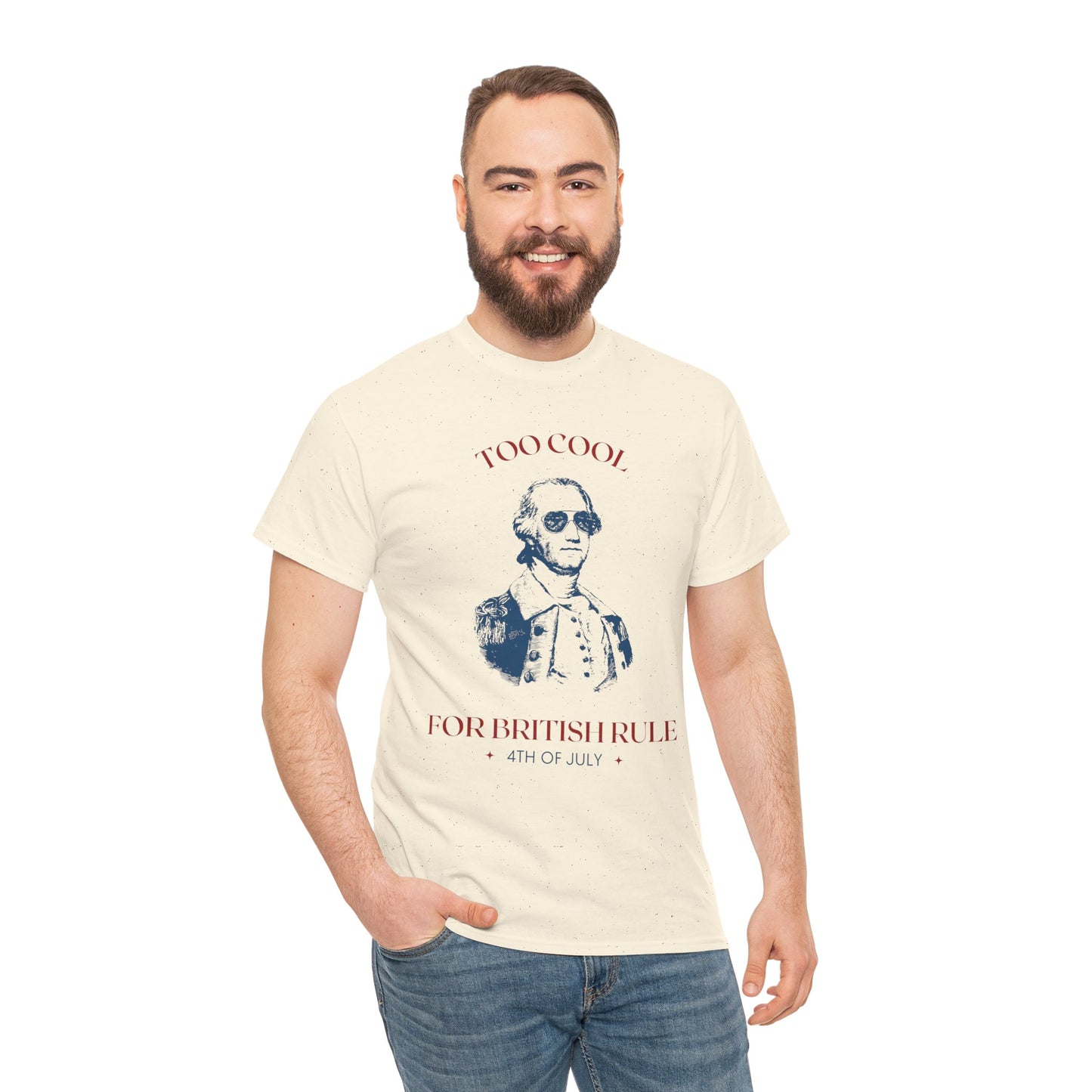 Too Cool for British Rule Tee, Unisex Heavy Cotton Tee, 4th of July Shirt, Patriotic Tee, Vintage Inspired T-Shirt, Holiday Celebration Top
