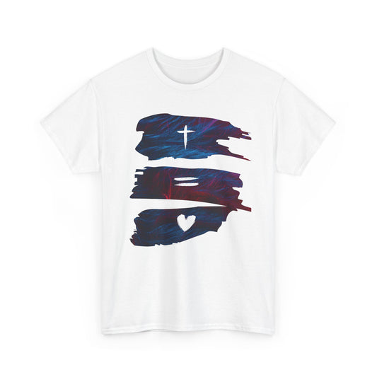 Cross Equals Love Unisex Heavy Cotton Tee, Casual Christian T-Shirt, Graphic Faith Shirt, Inspirational Tee, Gift for Believers