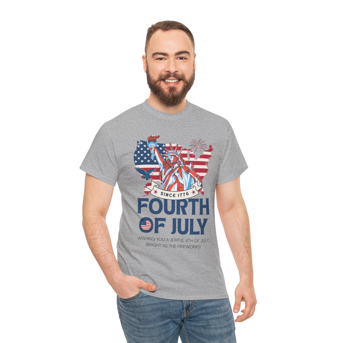 Patriotic Fourth of July Tee, Unisex Cotton T-Shirt for Independence Day, Summer BBQs, Family Gatherings, Festive Wear, Gifts