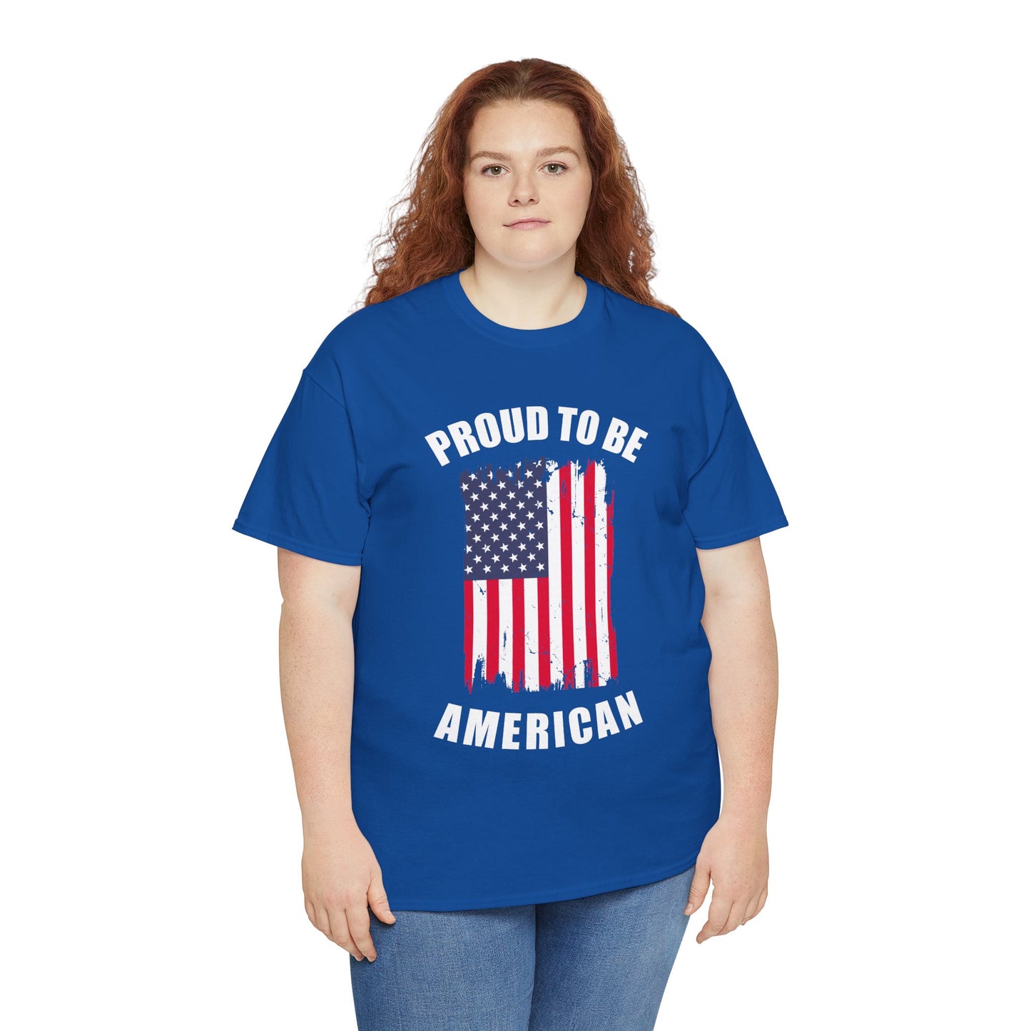 Proud to Be American Tee, Unisex Heavy Cotton T-Shirt, Patriotic Shirt, July 4th Celebration, Gift for Veterans, Casual Wear