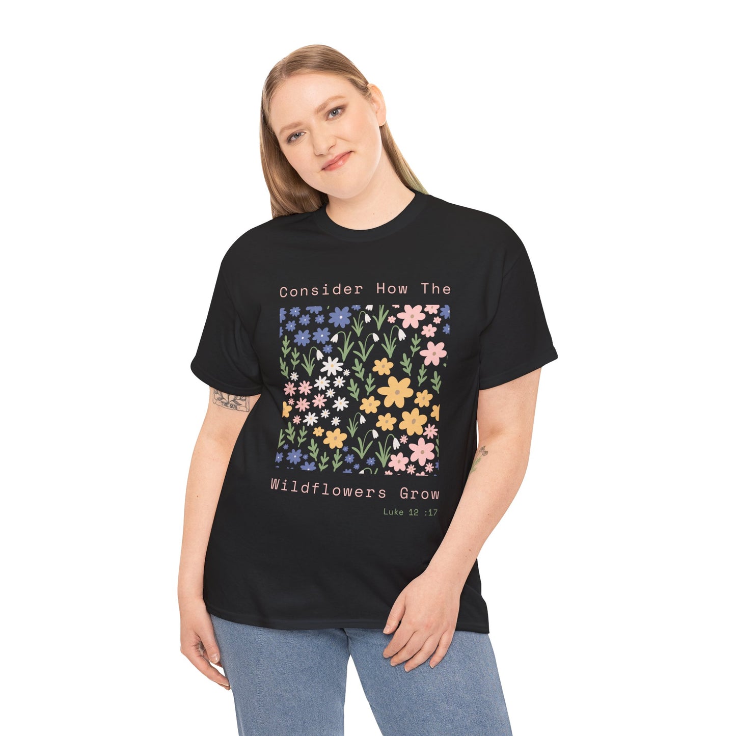 Floral Inspirational Tee - Unisex Heavy Cotton Shirt, Motivational Apparel, Gift for Nature Lovers, Spring Fashion, Casual Wear