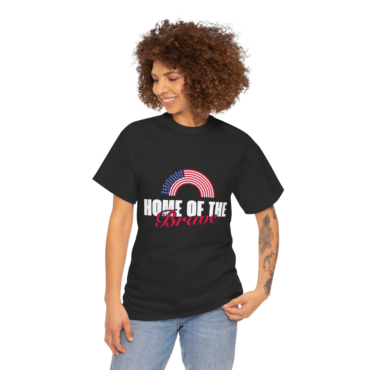 Home of the Brave Unisex Heavy Cotton Tee | Patriotic Tees, Gifts for Veterans, Independence Day Shirt, Casual Wear, Everyday Comfort