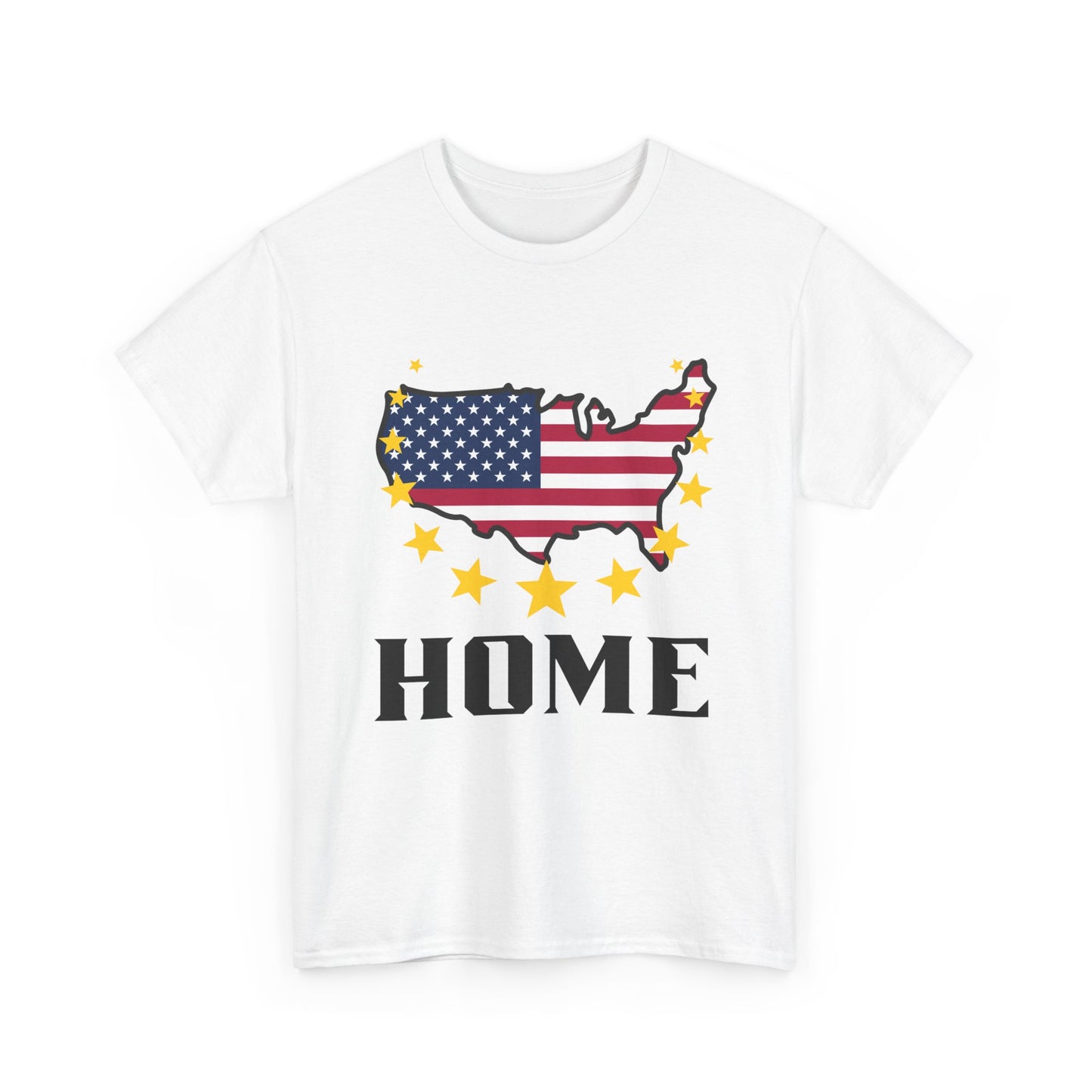 USA Flag Map "HOME" T‑Shirt — Patriotic American Pride Tee for 4th of July & Veterans