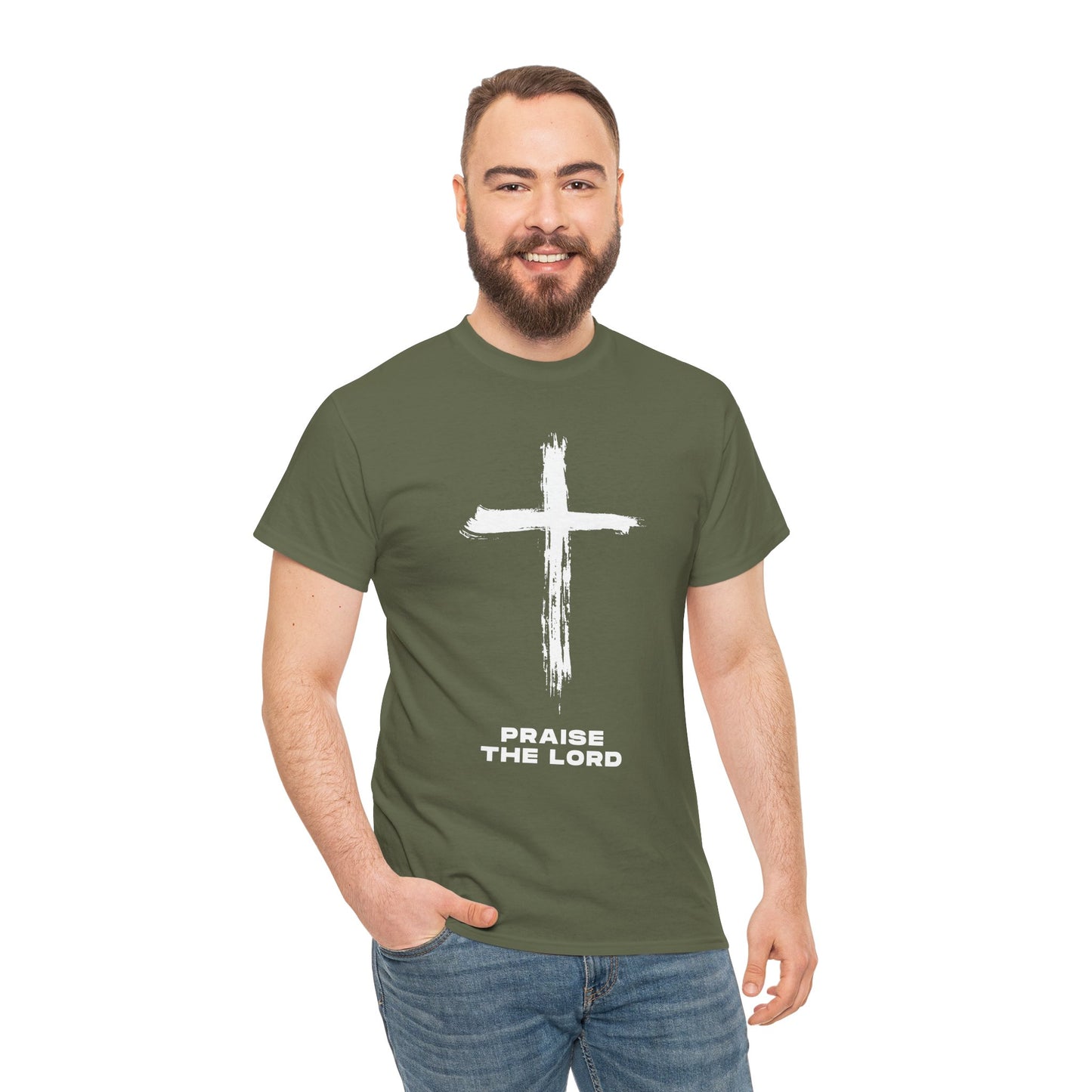 Faith-Inspired Unisex Heavy Cotton Tee - Praise the Lord Design, Christian Apparel, Inspirational Shirt, Gift for Believers, Spiritual Wear