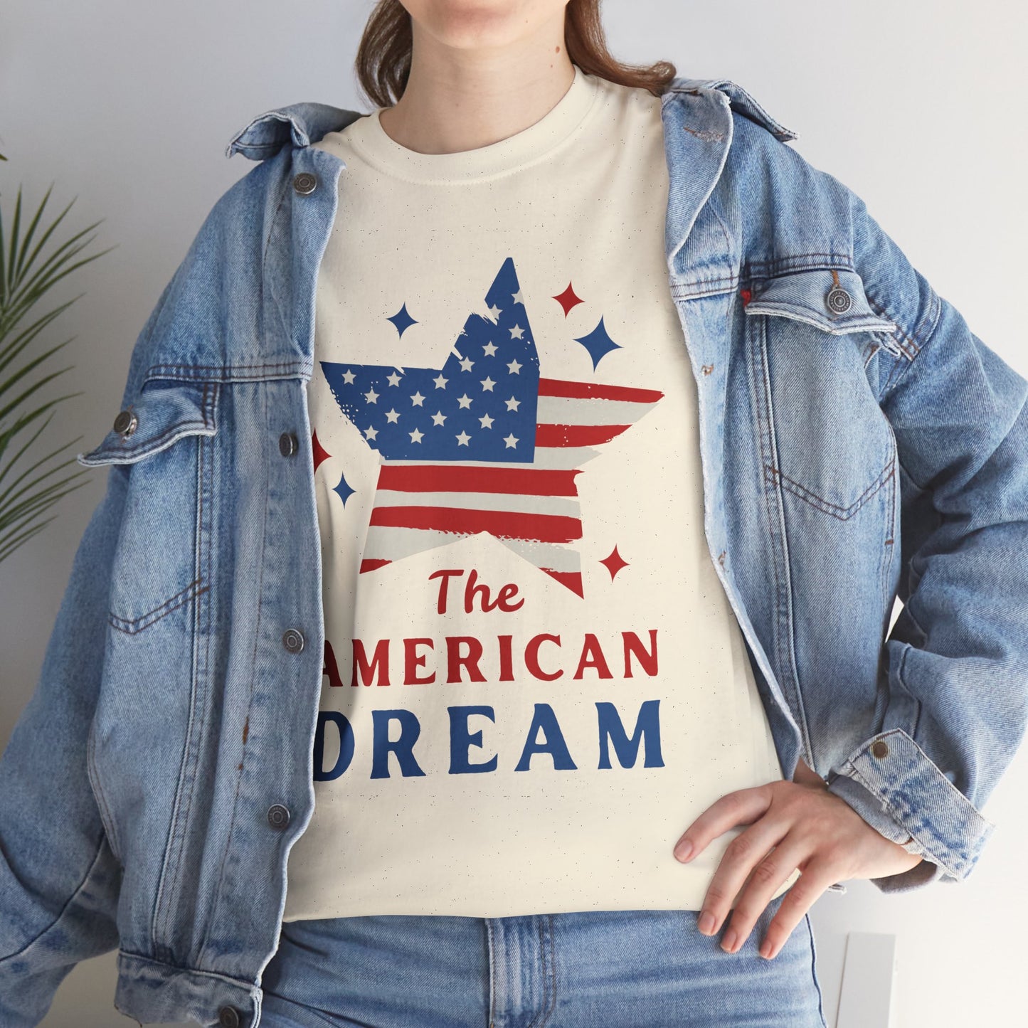 American Dream Unisex Heavy Cotton Tee, Patriotic T-Shirt, USA Pride Shirt, Fourth of July Apparel, Ideal Gift for Independence Day