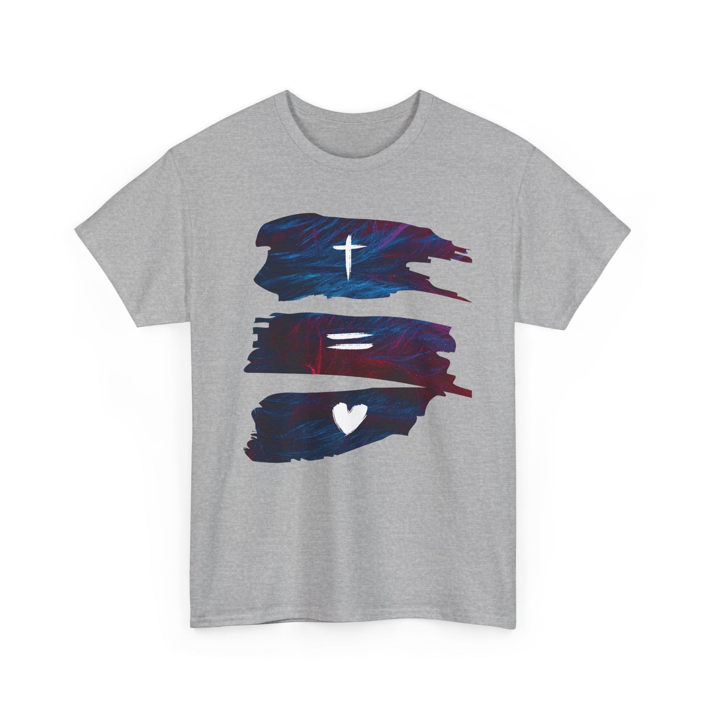 Cross Equals Love Unisex Heavy Cotton Tee, Casual Christian T-Shirt, Graphic Faith Shirt, Inspirational Tee, Gift for Believers