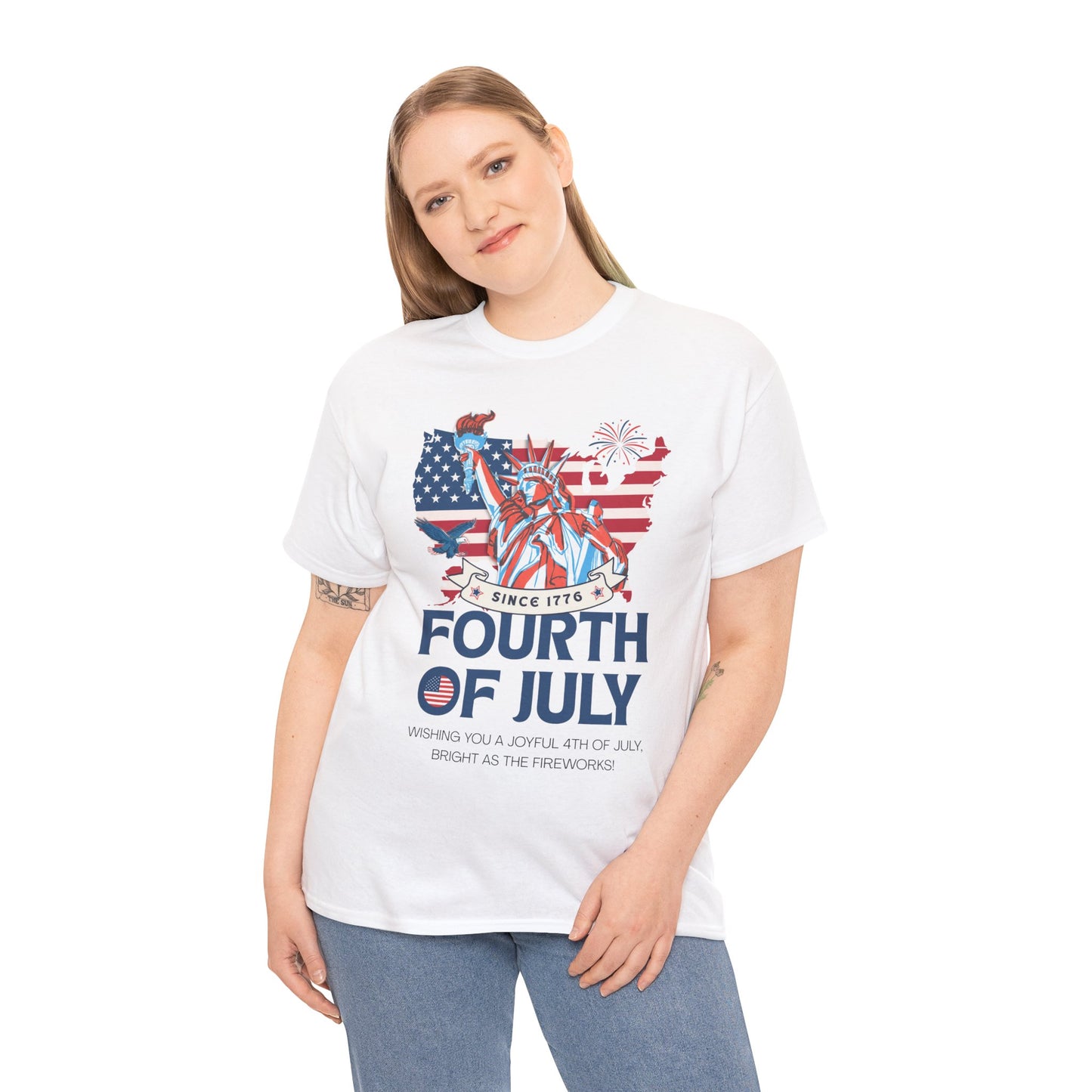 Patriotic Fourth of July Tee, Unisex Cotton T-Shirt for Independence Day, Summer BBQs, Family Gatherings, Festive Wear, Gifts