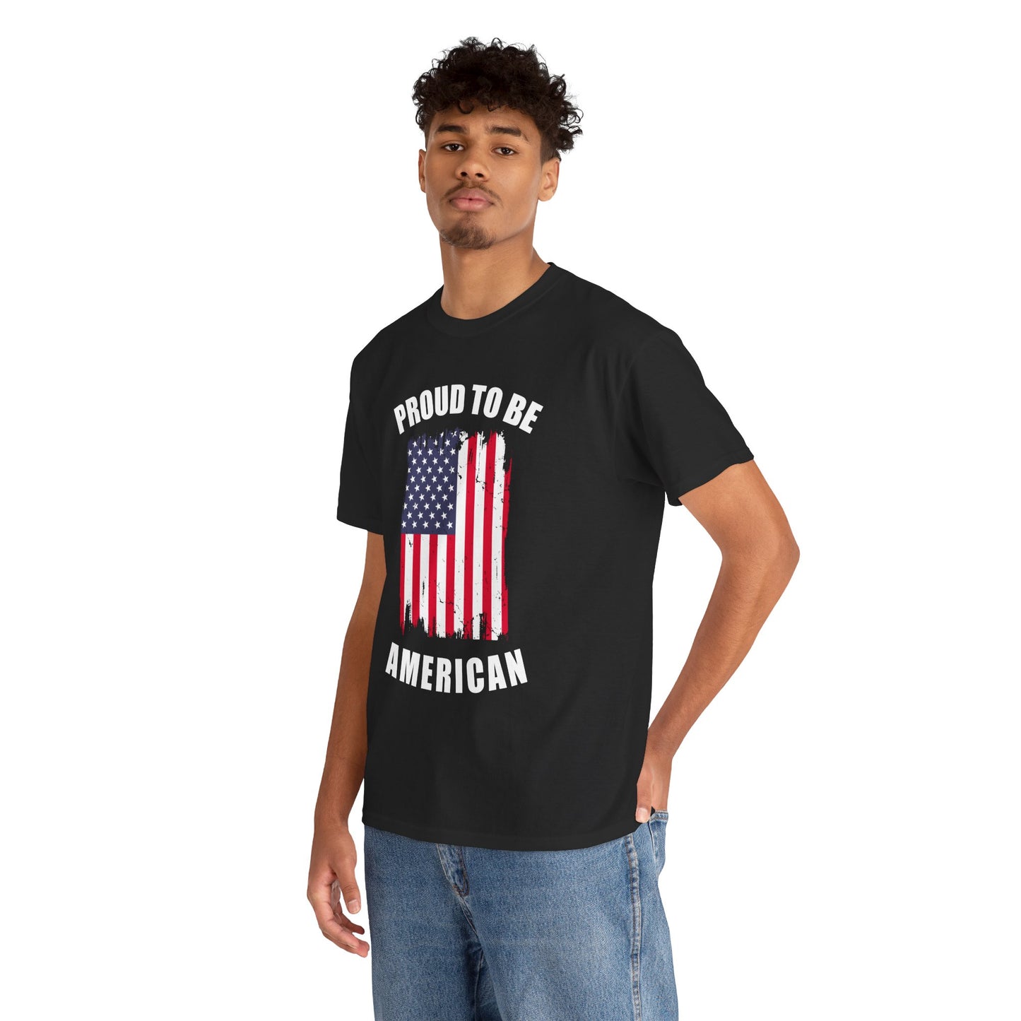Proud to Be American Tee, Unisex Heavy Cotton T-Shirt, Patriotic Shirt, July 4th Celebration, Gift for Veterans, Casual Wear