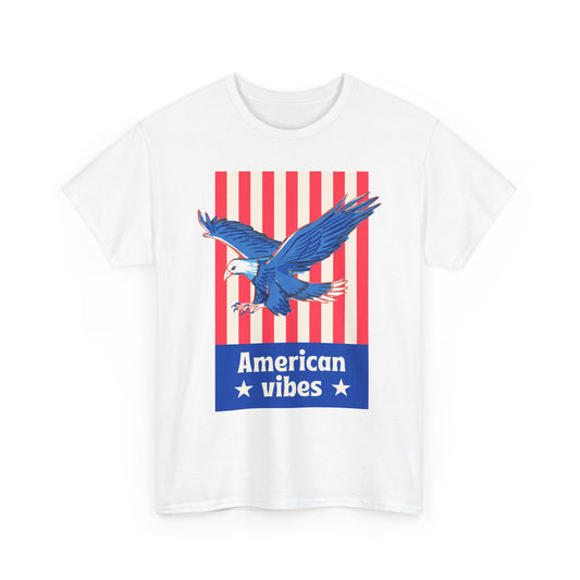 American Vibes Unisex Heavy Cotton Tee - Patriotic T-Shirt for Celebrations, Independence Day, Casual Wear, Gifts, and Events